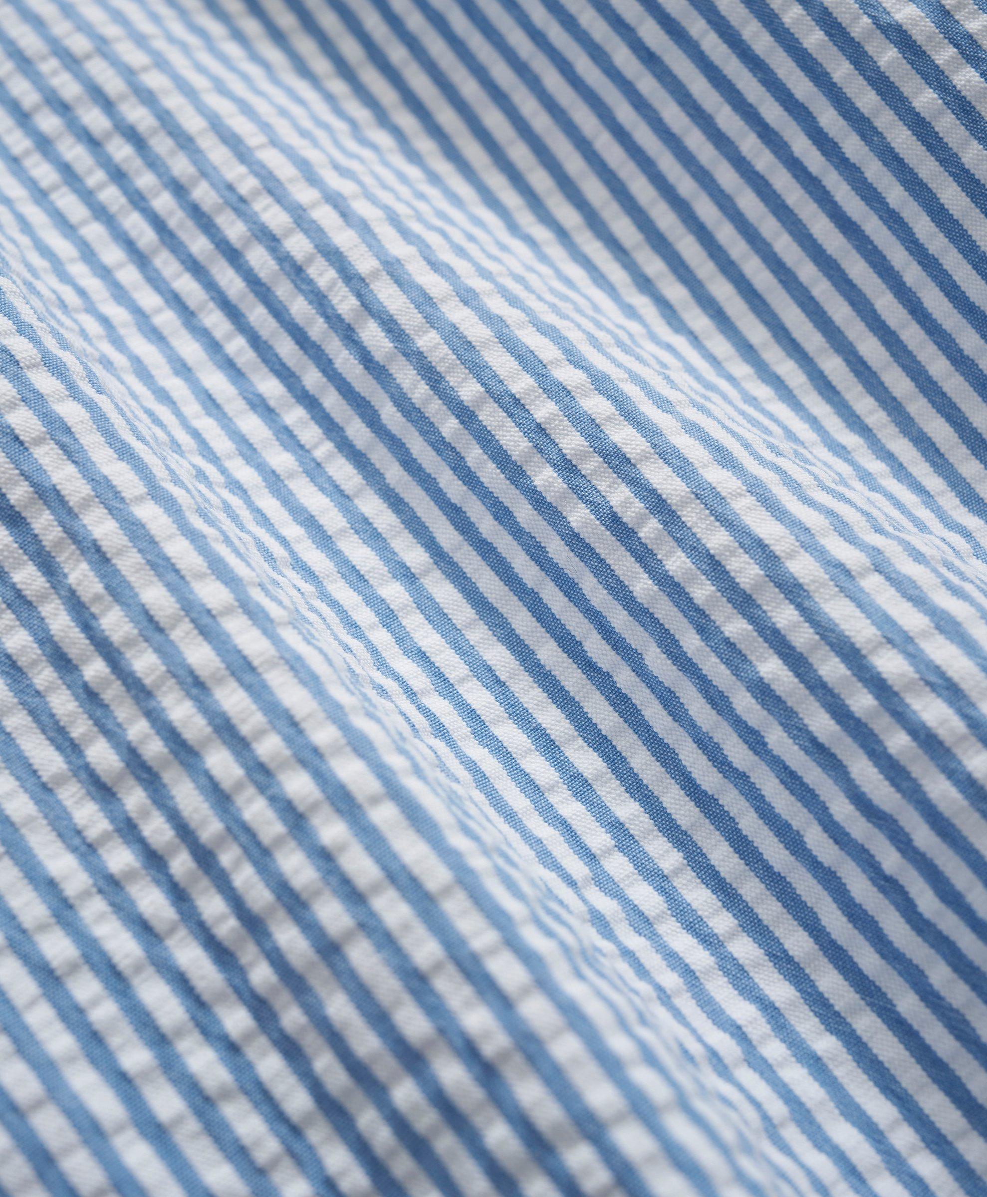 Washed Cotton Seersucker Button-Down Collar, Stripe Sport Shirt