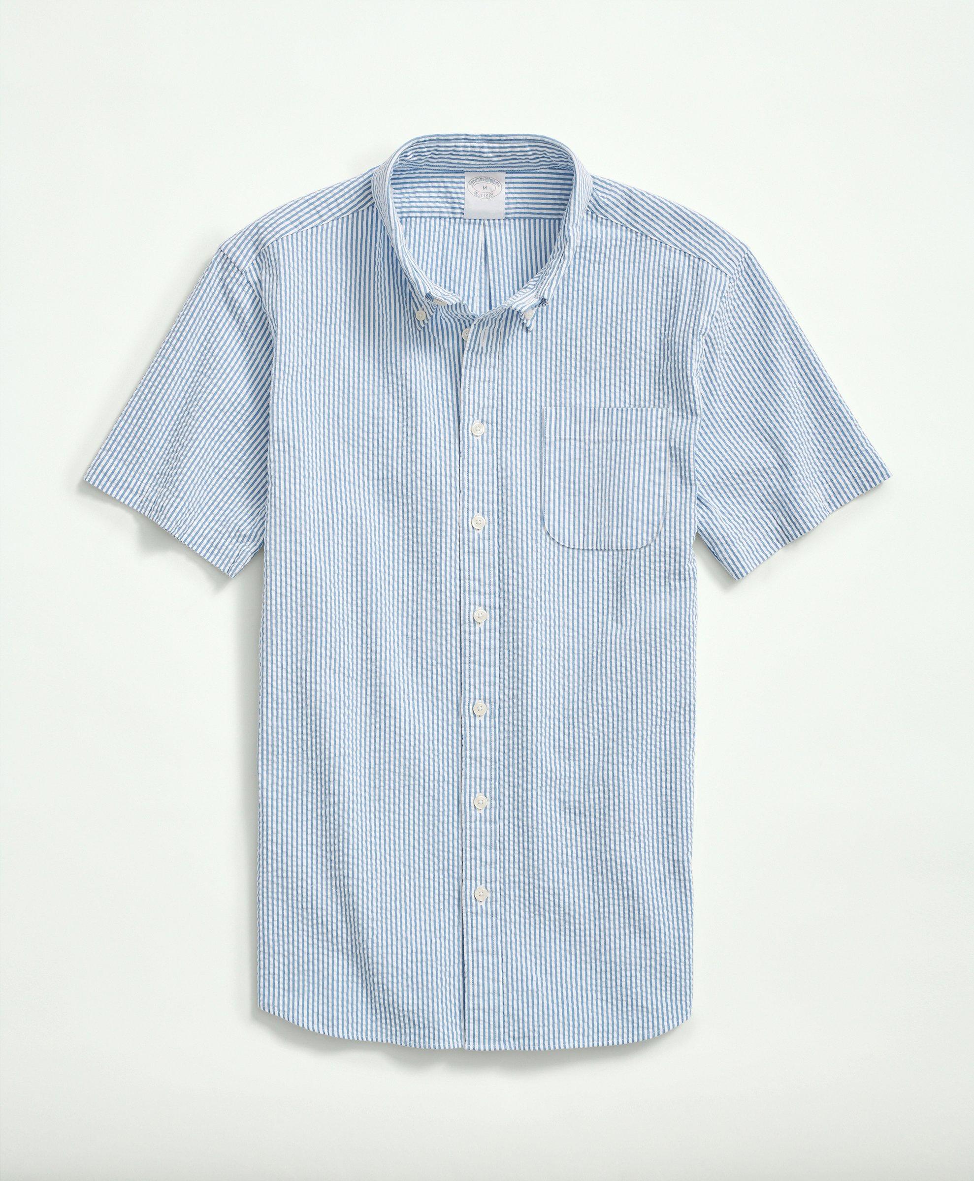 Mens blue button hot sale down collar shirt