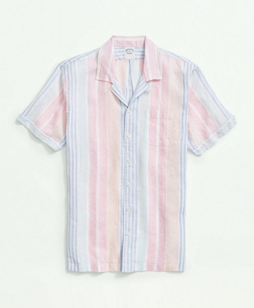 Irish Linen Camp Collar, Awning Stripe Short-Sleeve Sport Shirt, image 1