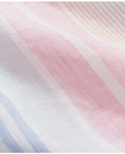 Irish Linen Camp Collar, Awning Stripe Short-Sleeve Sport Shirt, image 4