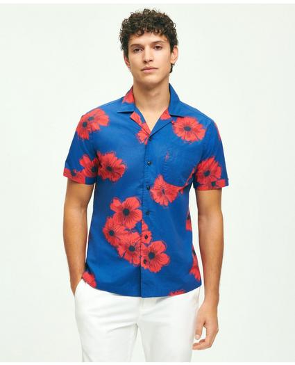 Cotton Poplin Camp Collar, Poppy Print Short-Sleeve Sport Shirt, image 1
