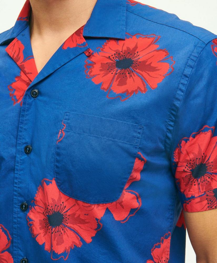 Cotton Poplin Camp Collar, Poppy Print Short-Sleeve Sport Shirt, image 5