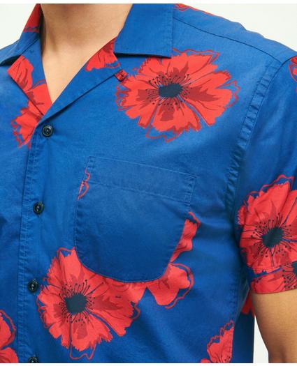 Cotton Poplin Camp Collar, Poppy Print Short-Sleeve Sport Shirt, image 3