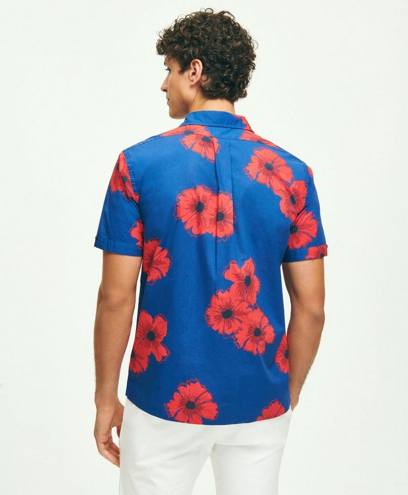 Cotton Poplin Camp Collar, Poppy Print Short-Sleeve Sport Shirt, image 4