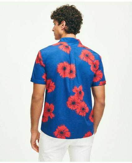 Cotton Poplin Camp Collar, Poppy Print Short-Sleeve Sport Shirt, image 6