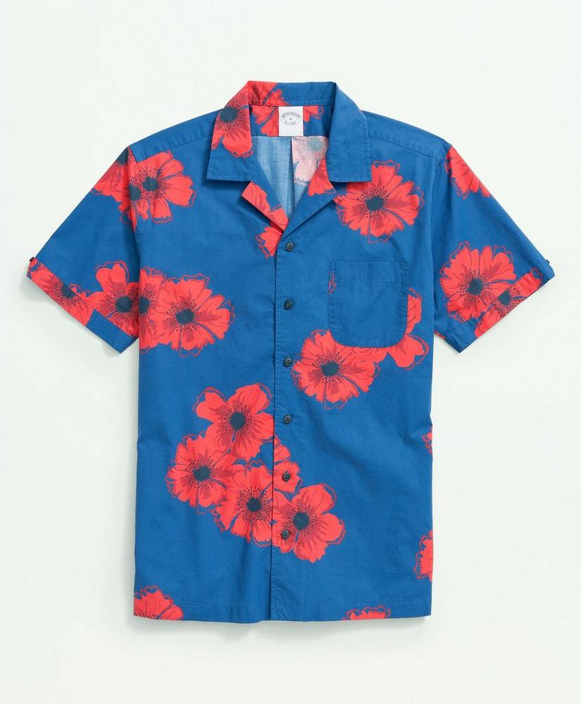 Cotton Poplin Camp Collar, Poppy Print Short-Sleeve Sport Shirt, image 7