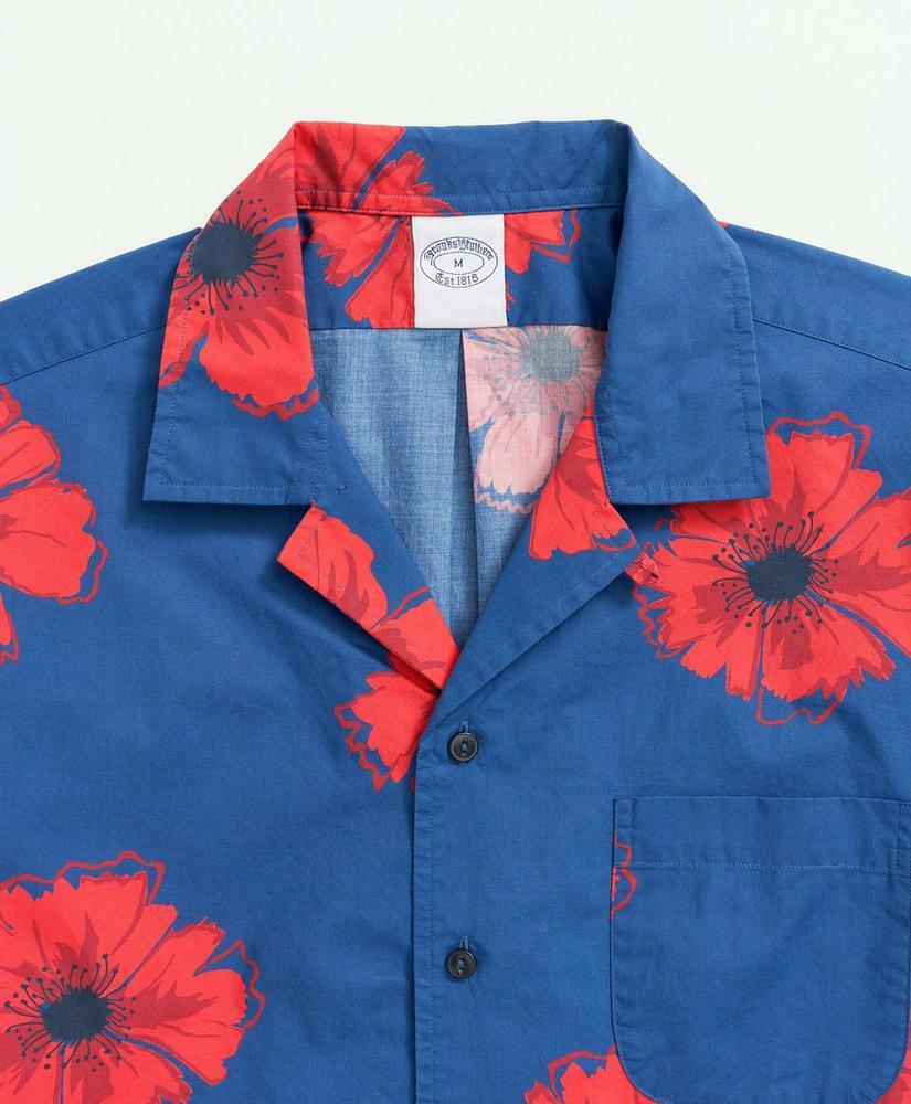 Cotton Poplin Camp Collar, Poppy Print Short-Sleeve Sport Shirt, image 8
