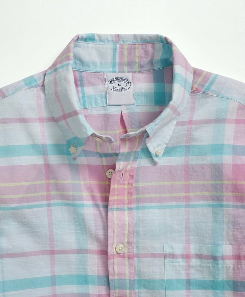 Washed Cotton Madras Button-Down Collar Sport Shirt, image 2