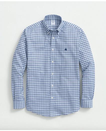 Stretch Cotton Non-Iron Oxford Polo Button-Down Collar, Gingham Shirt, image 1