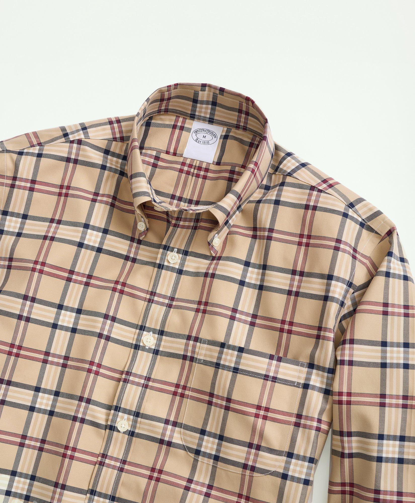 Stretch Supima® Cotton Non-Iron Twill Polo Button Down Collar, Tartan Shirt