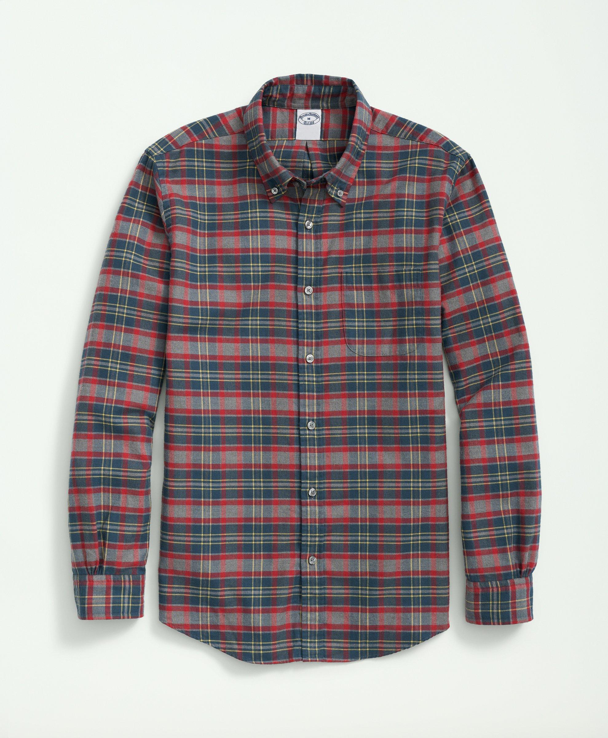 Portuguese Flannel Polo Button Down Collar, Plaid Shirt, image 1