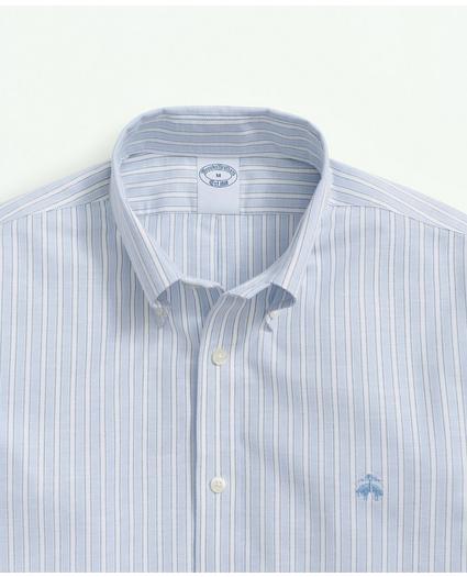 Stretch  Cotton Non-Iron Oxford Polo Button-Down Collar, Outline Striped Shirt, image 2