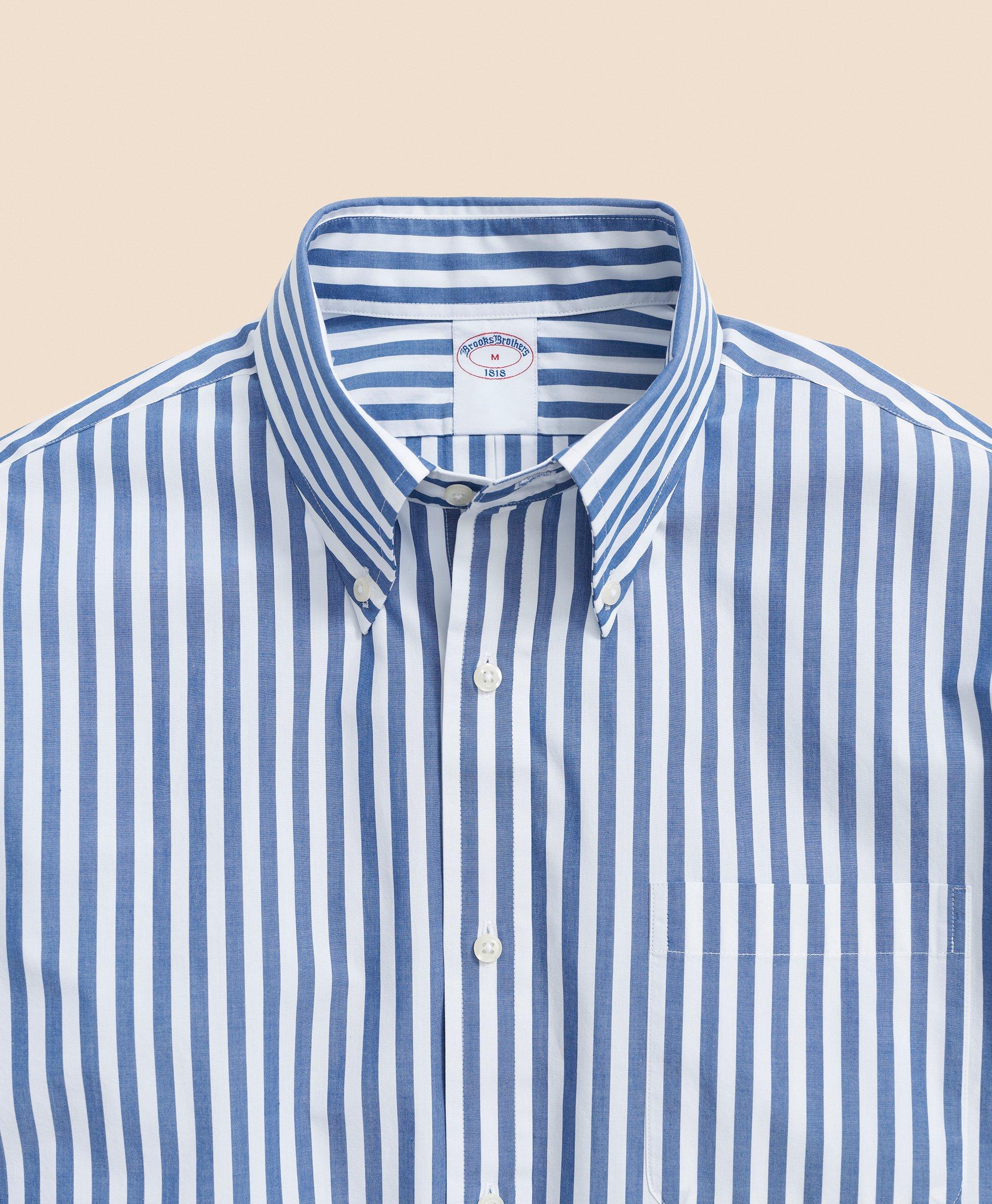 Navy Butcher Stripe Shirt