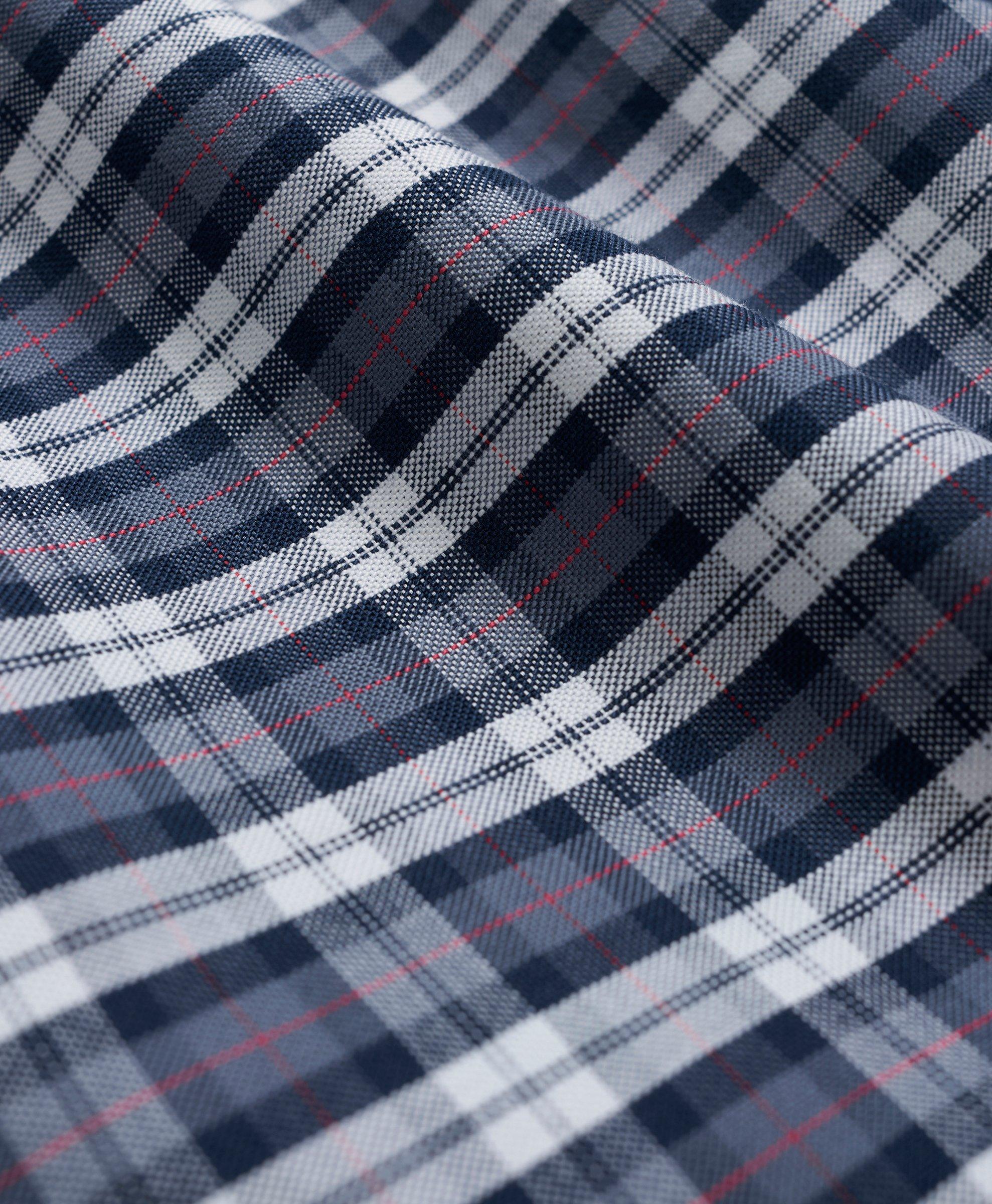 Stretch Cotton Non-Iron Oxford Polo Button-Down Collar, Tartan Shirt