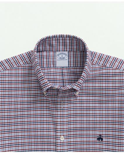 Stretch Non-Iron Oxford Button-Down Collar, Check Short-Sleeve Sport Shirt, image 2