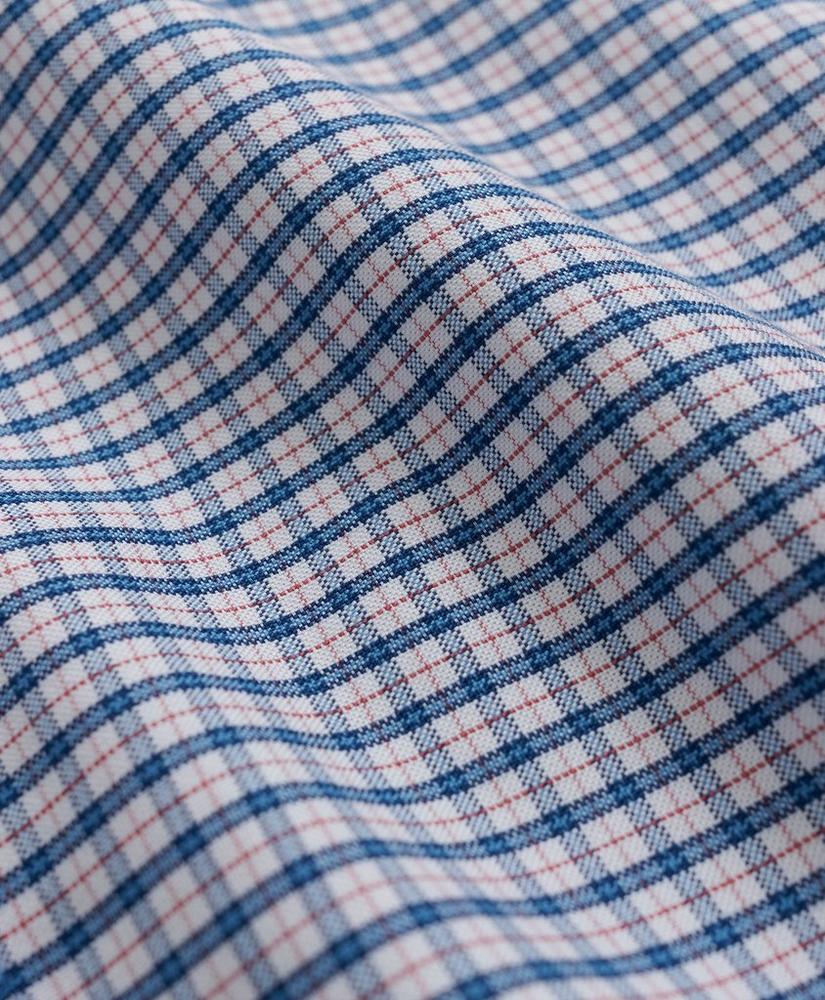Stretch Non-Iron Oxford Button-Down Collar, Mini-Check Short-Sleeve Sport Shirt, image 3