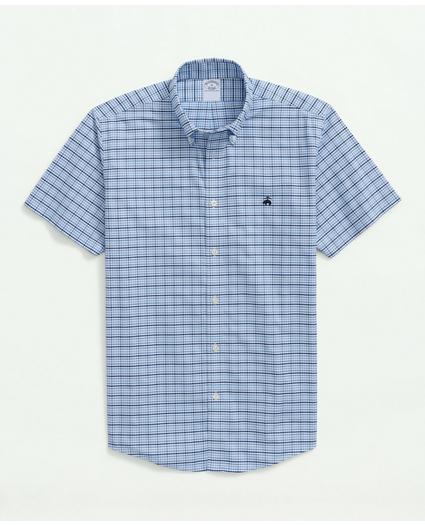 Stretch Non-Iron Oxford Button-Down Collar, Check Short-Sleeve Sport Shirt, image 1