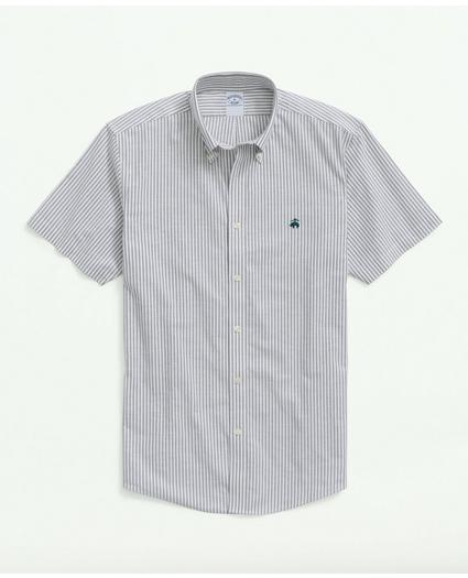 Stretch Non-Iron Oxford Button-Down Collar, Stripe Short-Sleeve Sport Shirt, image 1