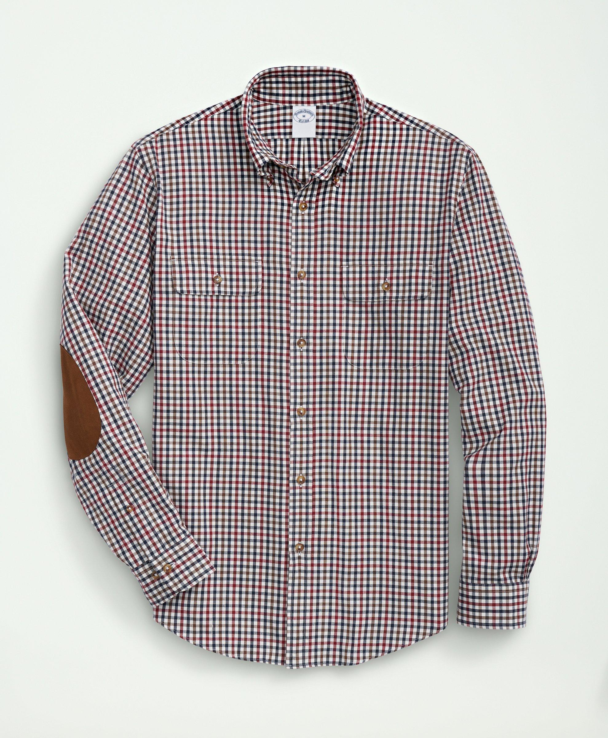 Brushed Cotton-Cashmere Checked Chest-Pocket Sport Shirt