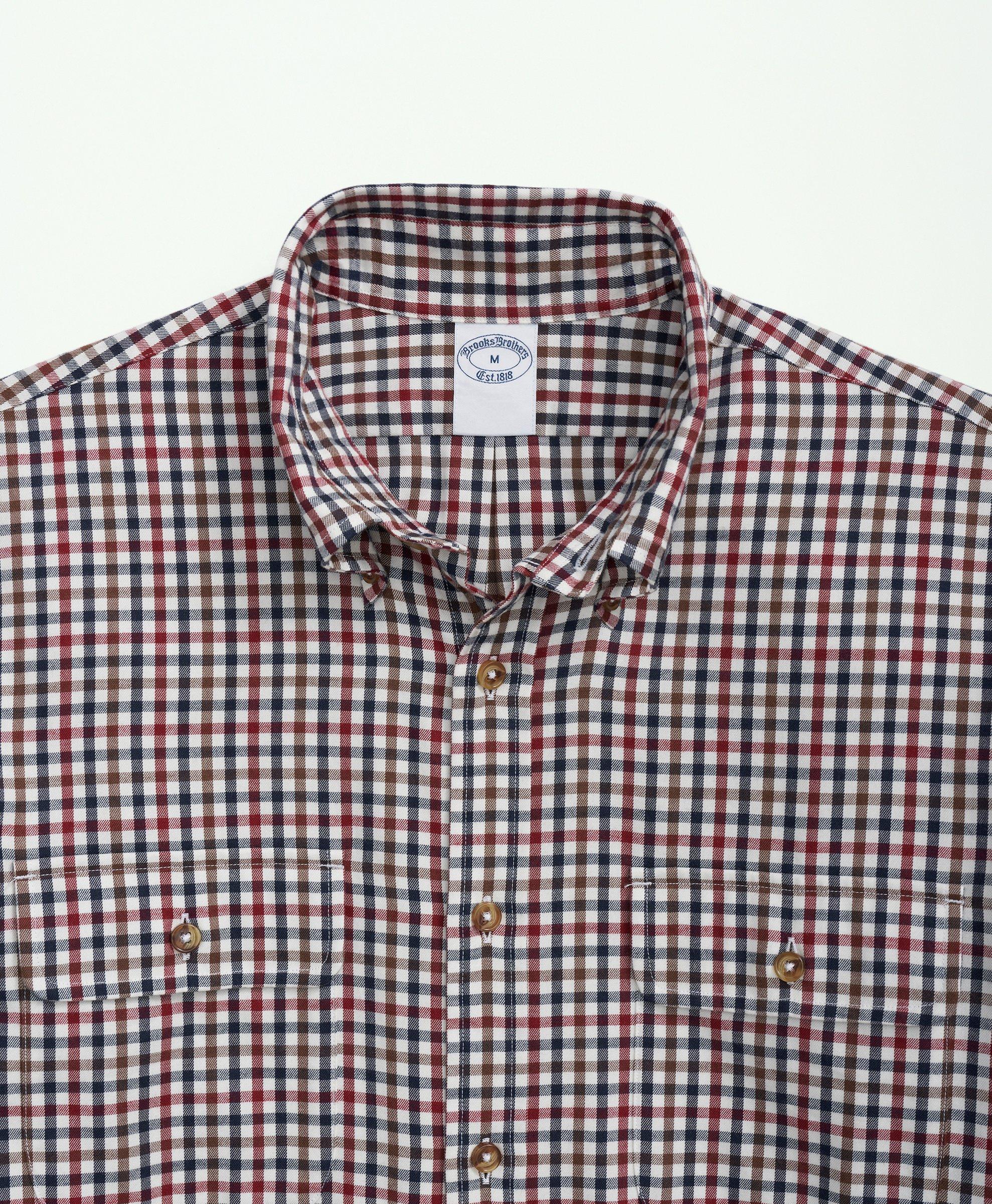 Brushed Cotton-Cashmere Checked Chest-Pocket Sport Shirt