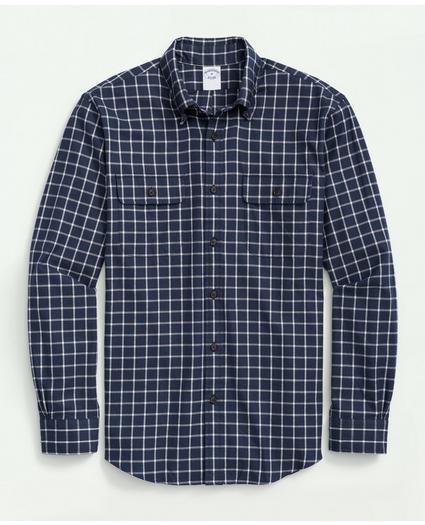Brushed Cotton-Cashmere Checked Chest-Pocket Sport Shirt, image 1