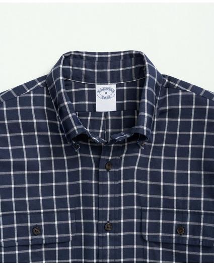 Brushed Cotton-Cashmere Checked Chest-Pocket Sport Shirt, image 3