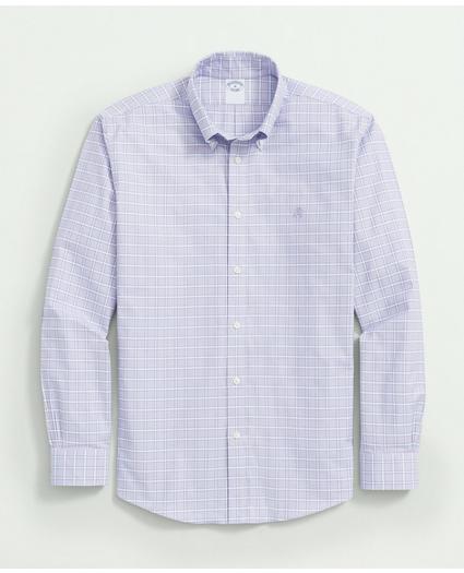 Stretch Cotton Non-Iron Oxford Polo Button Down Collar, Checked Shirt, image 3