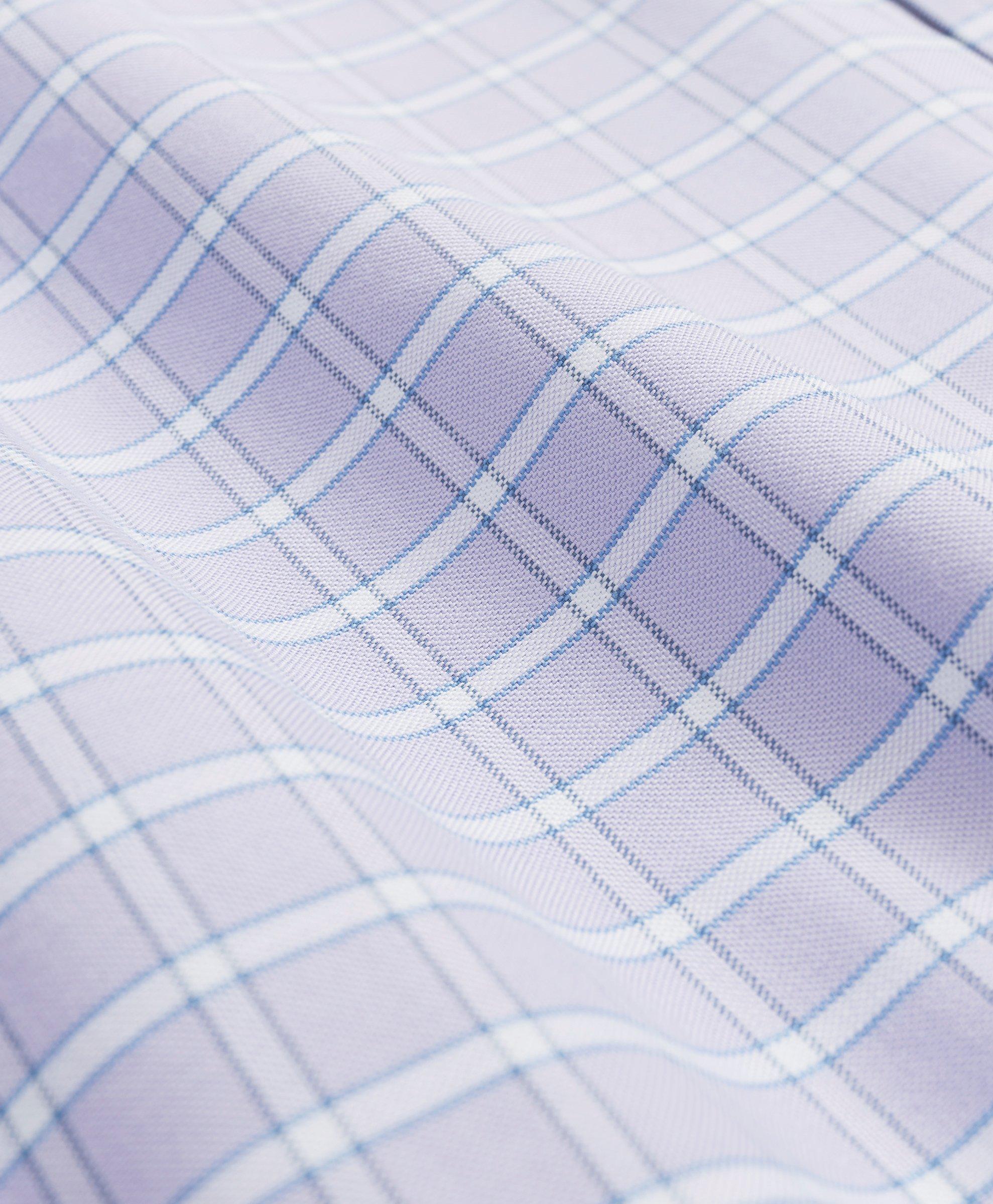 Stretch Cotton Non-Iron Oxford Polo Button Down Collar, Checked Shirt 