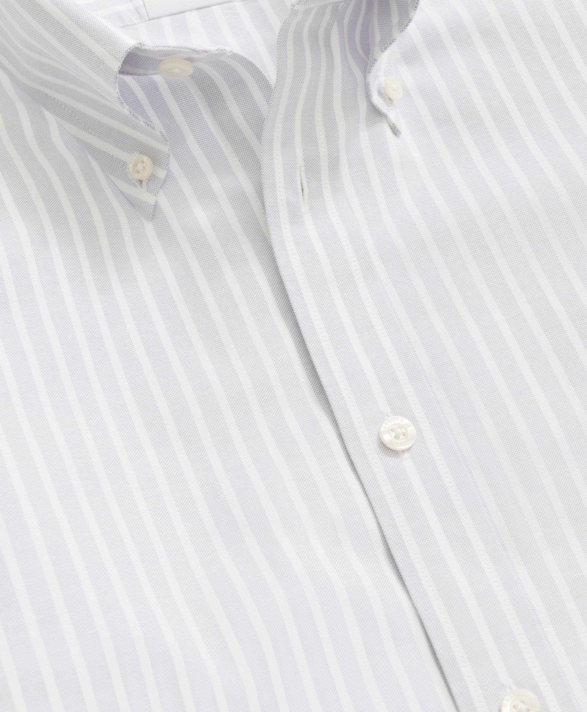 Stretch Cotton Non-Iron Oxford Polo Button Down Collar, Striped Shirt