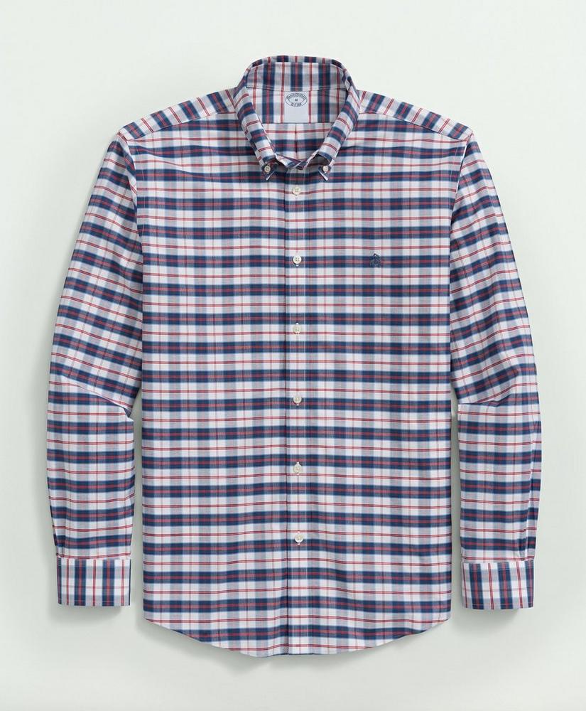 Stretch Non-Iron Oxford Polo Button-Down Collar, Checked Shirt, image 5