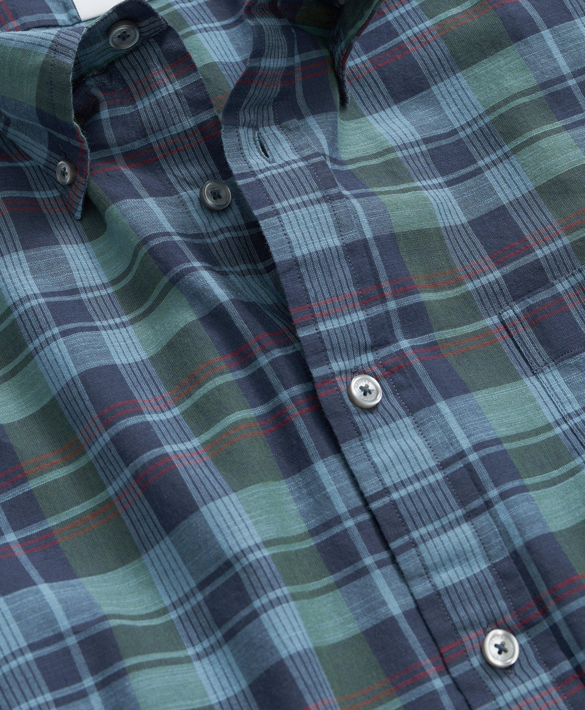 Washed Cotton Madras Short Sleeve Button-Down Collar Sport Shirt 