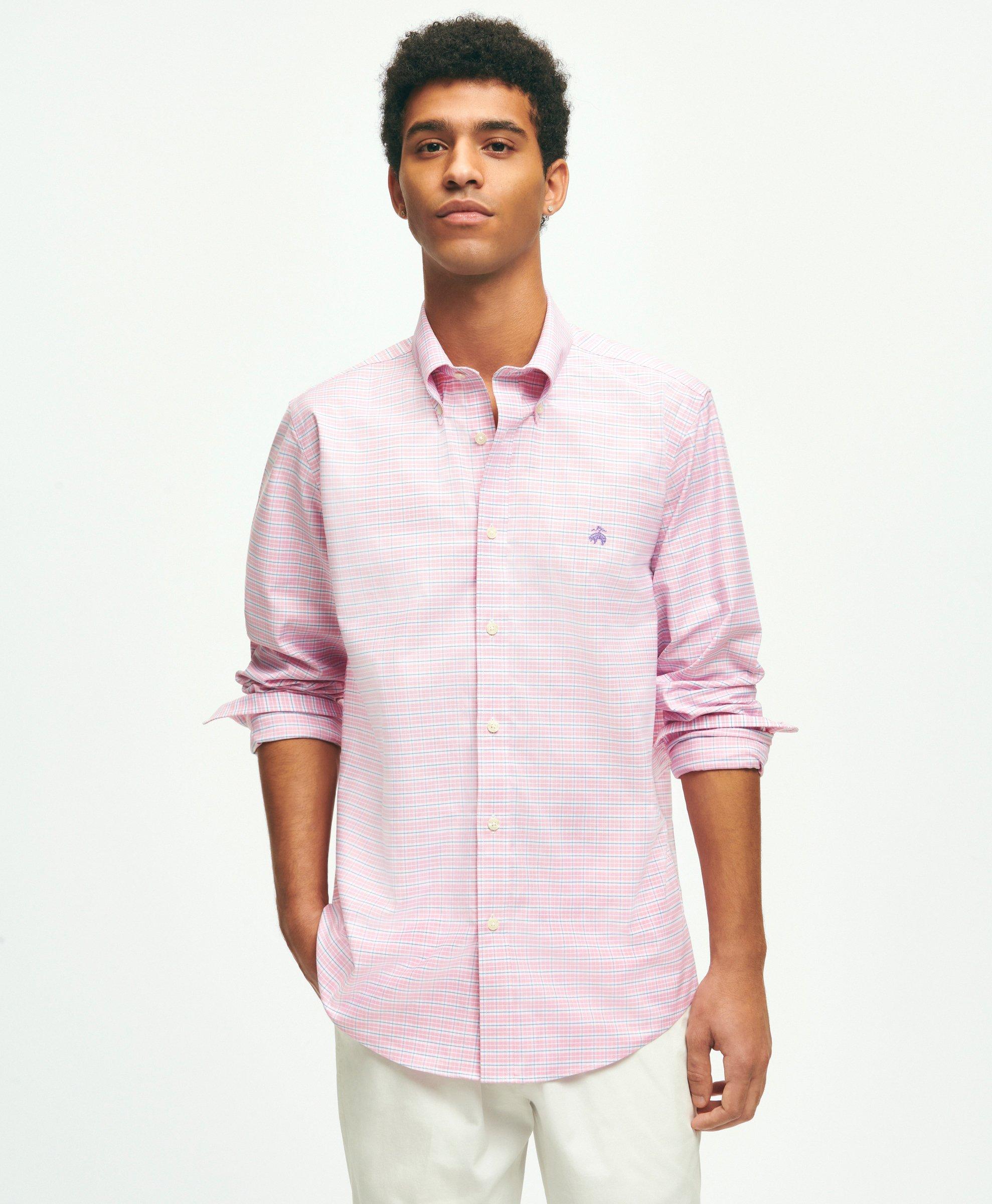 Mens pink button down collar shirt online