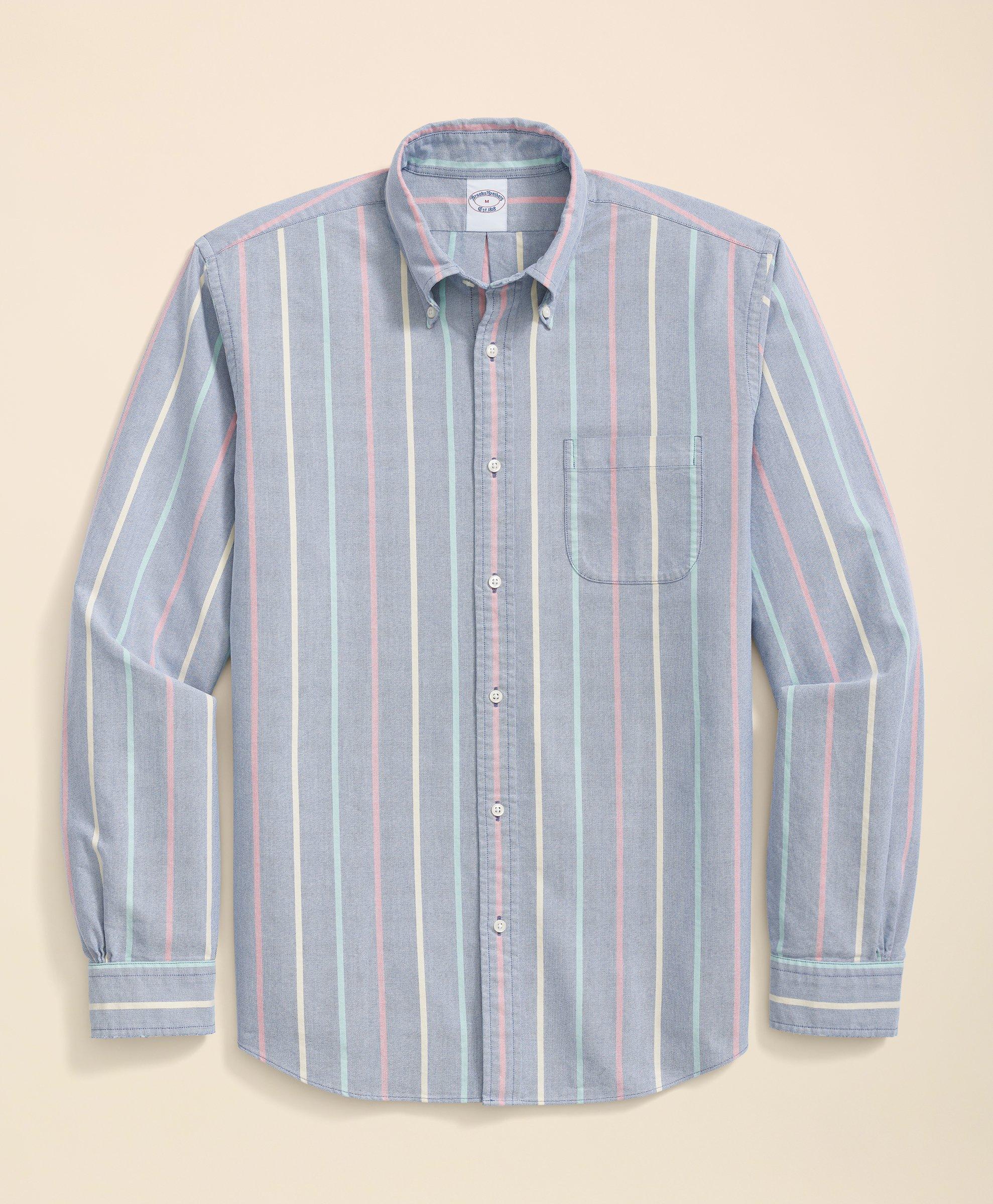 Brooks Brothers Friday Shirt, Oxford Multi Stripe In Navy