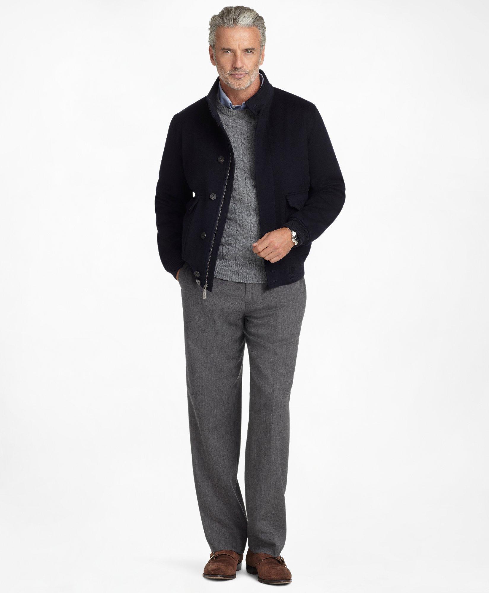 Brooks Brothers Madison Fit Plain Front Cotton Dress Trousers, $168, Brooks Brothers