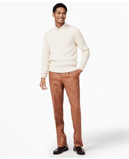 Regent Fit Single-Pleat Linen Trousers, image 2