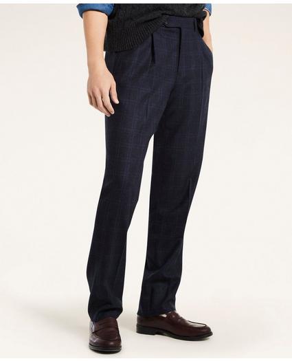 Regent Fit Pleat-Front Stretch Check Trousers, image 1