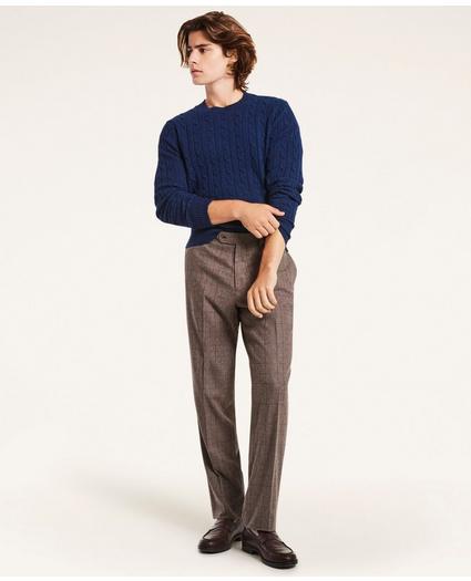 Regent Fit Pleat-Front Stretch Glen Plaid Trousers, image 2