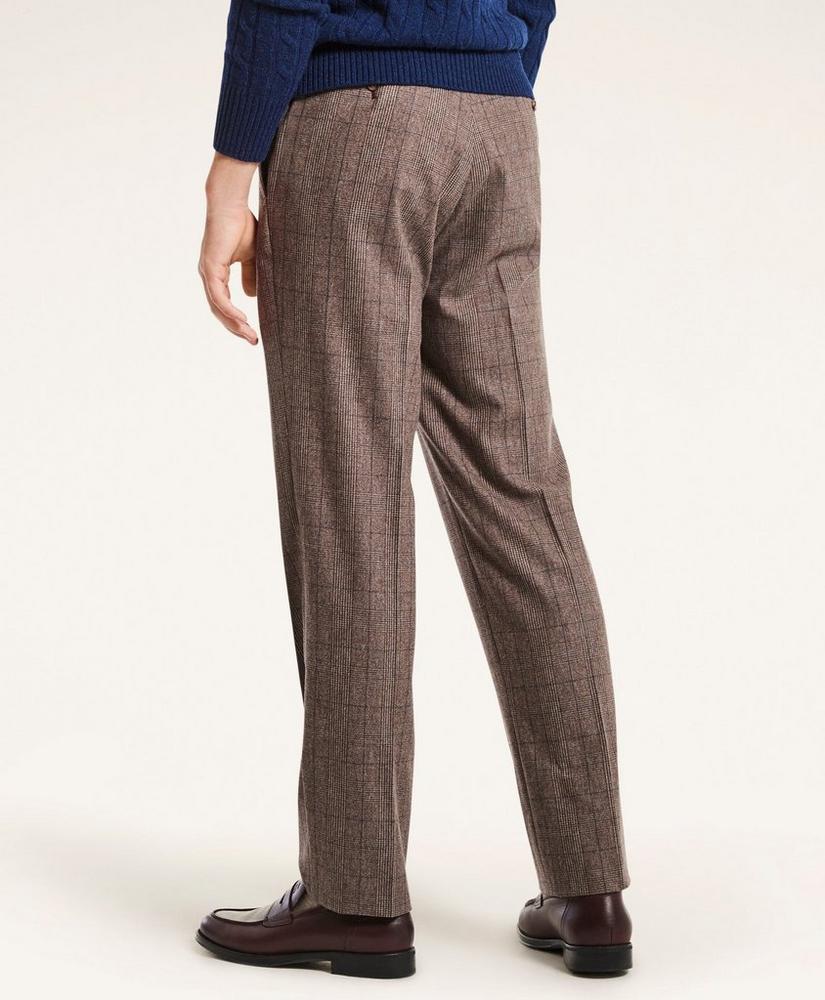 Regent Fit Pleat-Front Stretch Glen Plaid Trousers, image 3