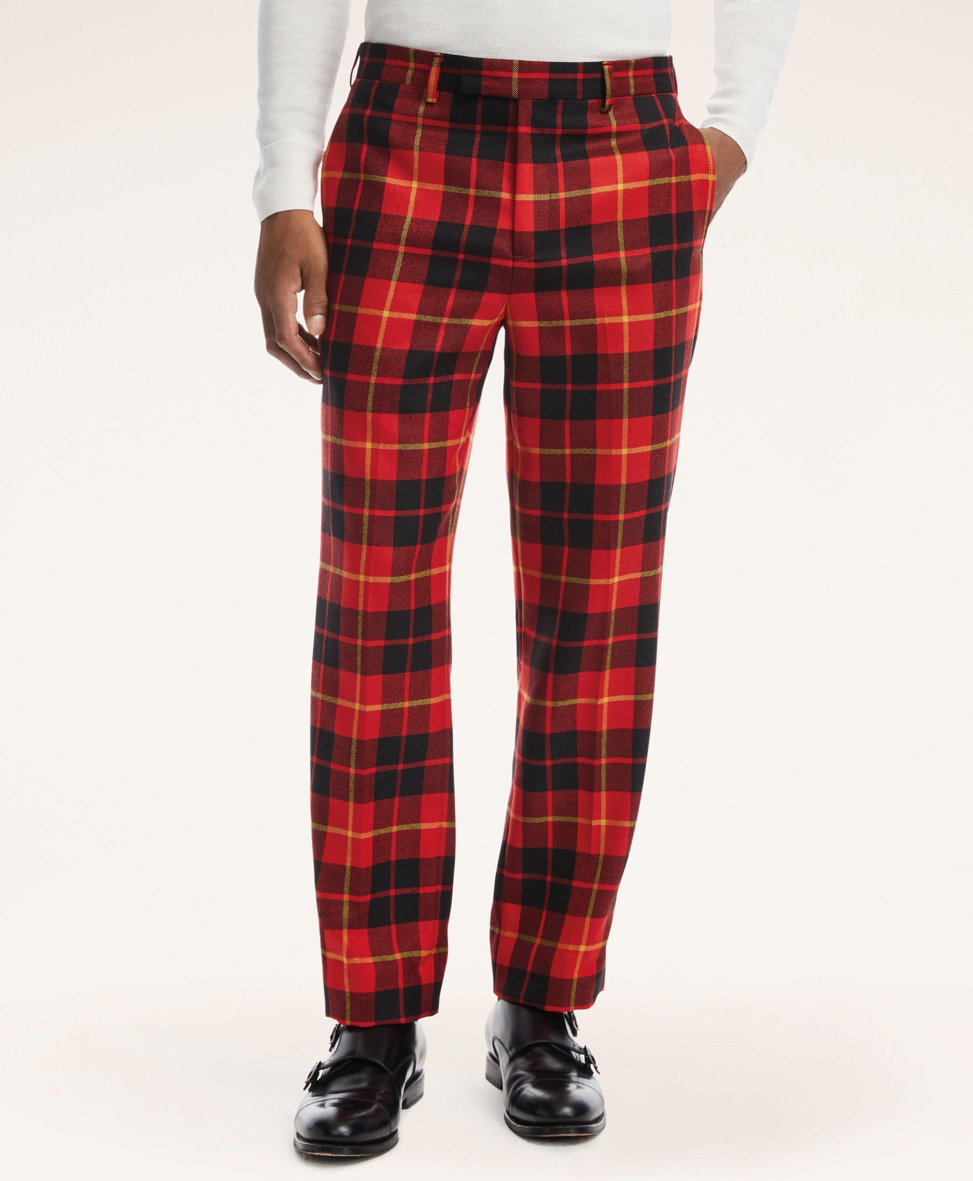 Mens Black And Red Plaid Dress Pants