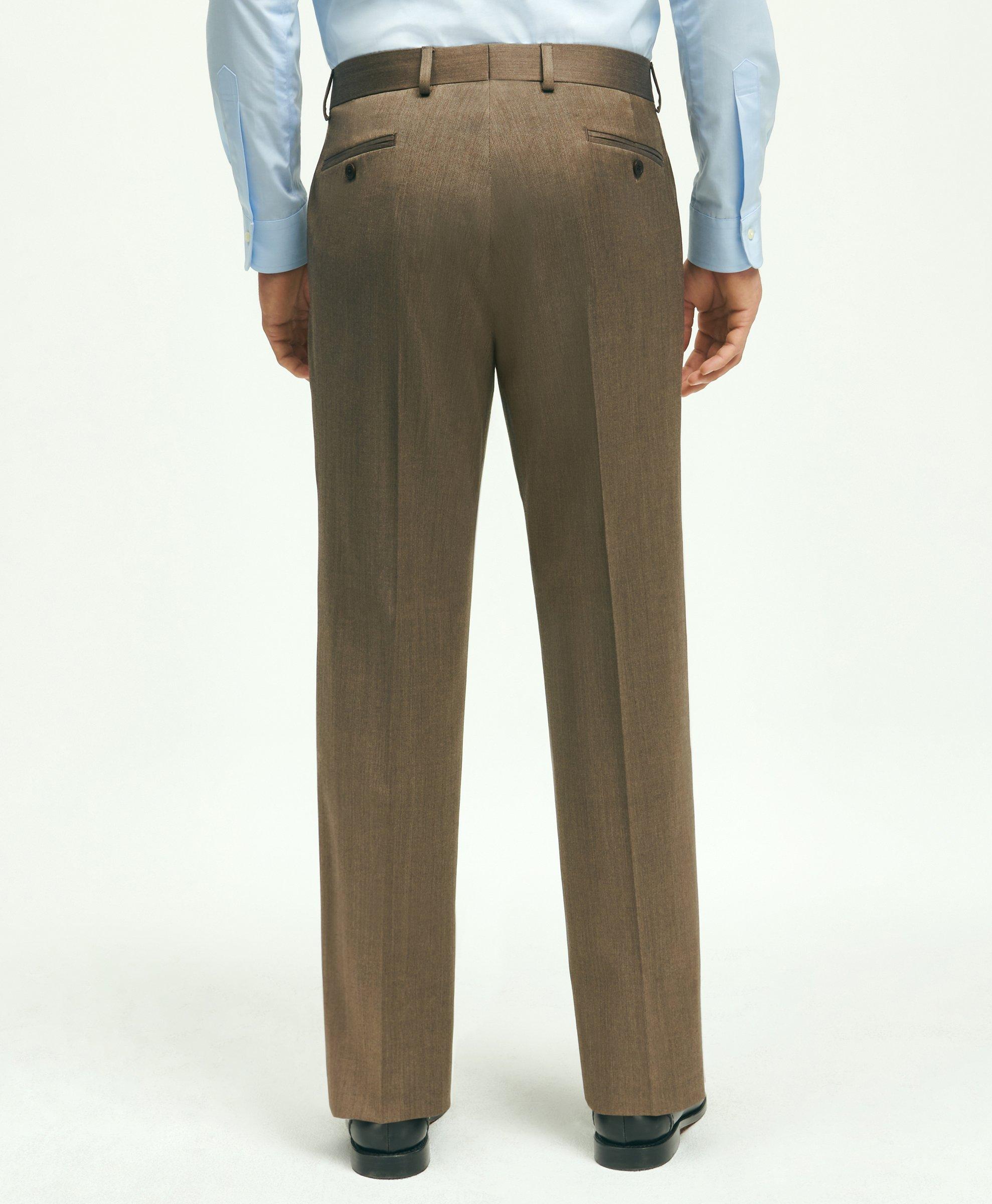 Traditional Wool Pants - Gray Herringbone