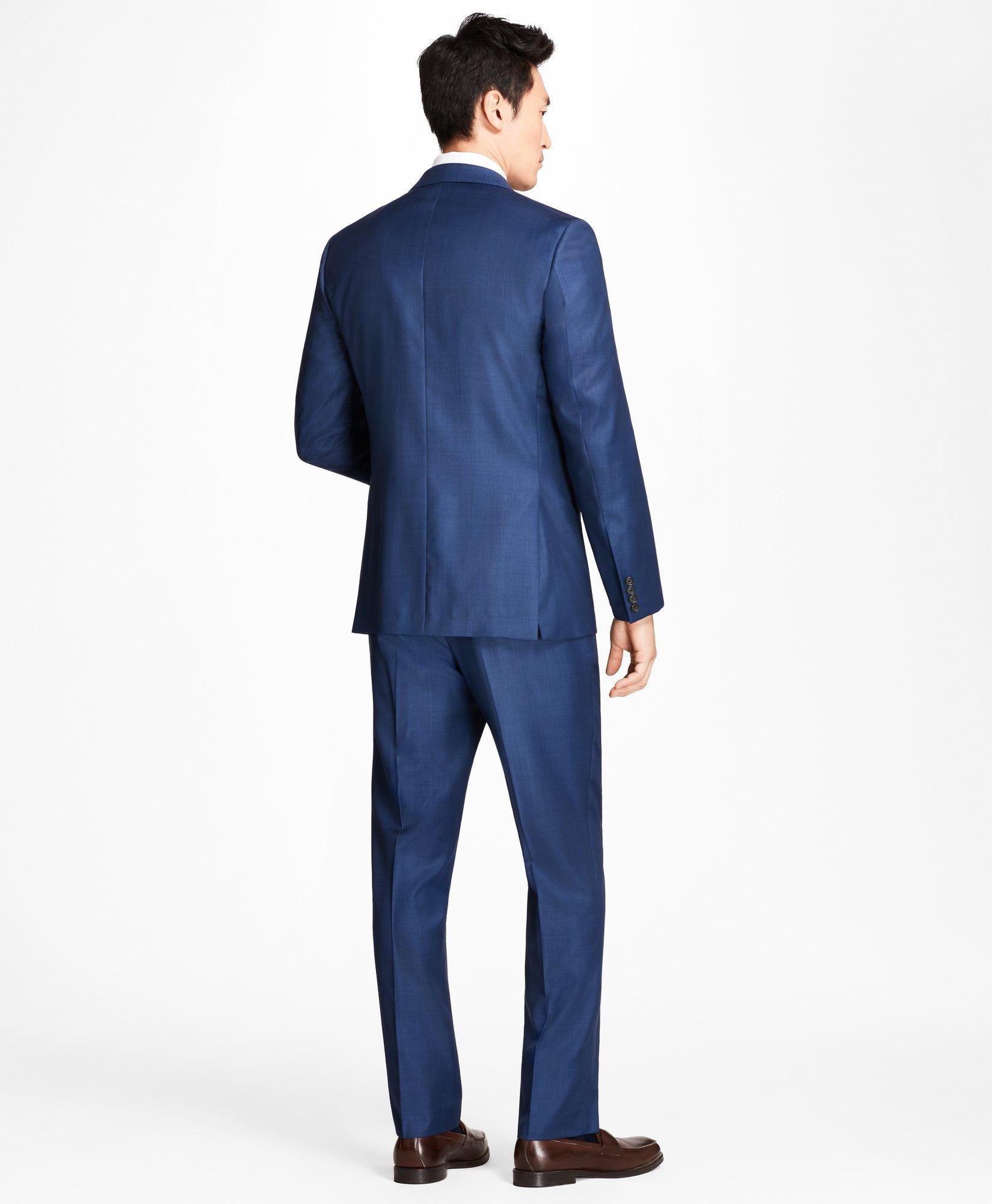 Brooks Brothers Men's Regent Fit Sharkskin 1818 Suit | Blue | Size 43 Regular