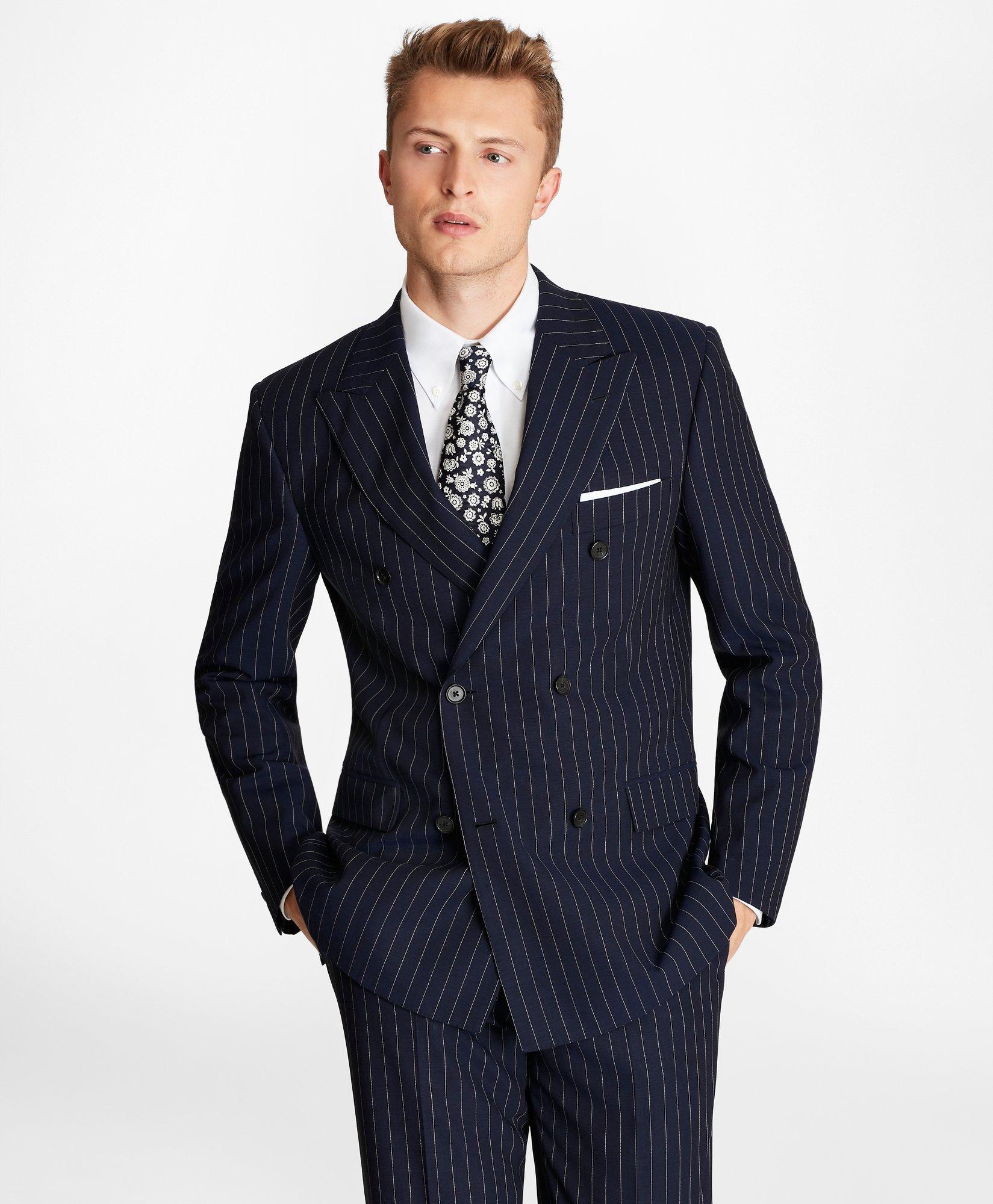 Double breasted pinstripe blazer sale