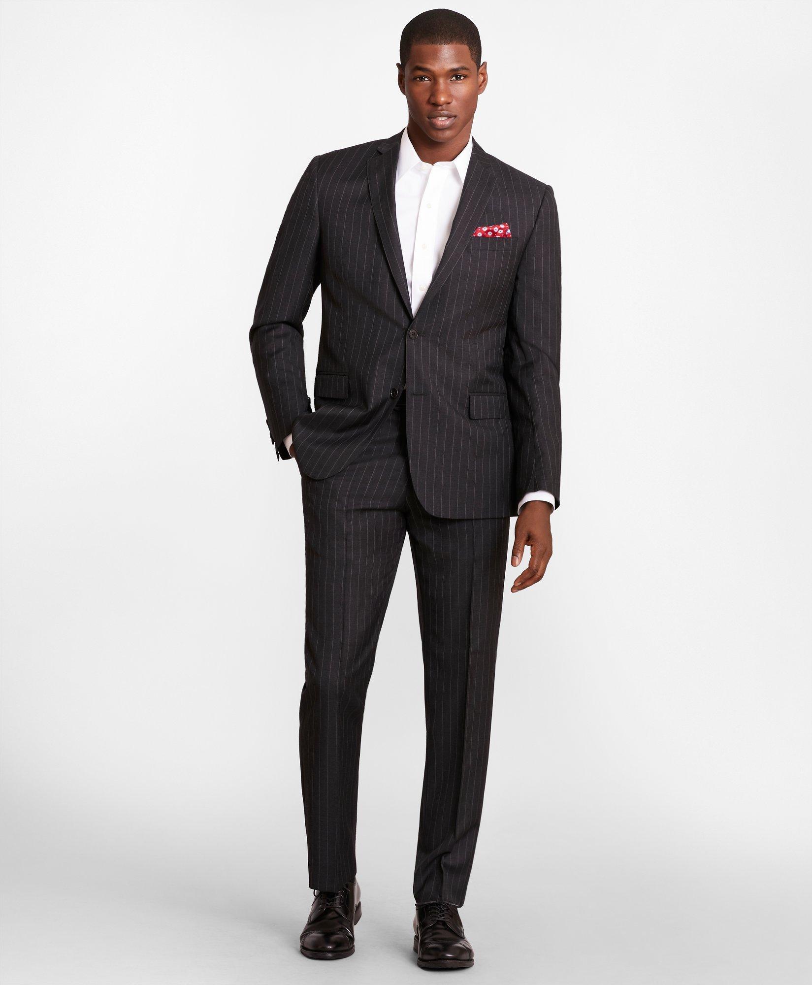 Striped wool suit pants