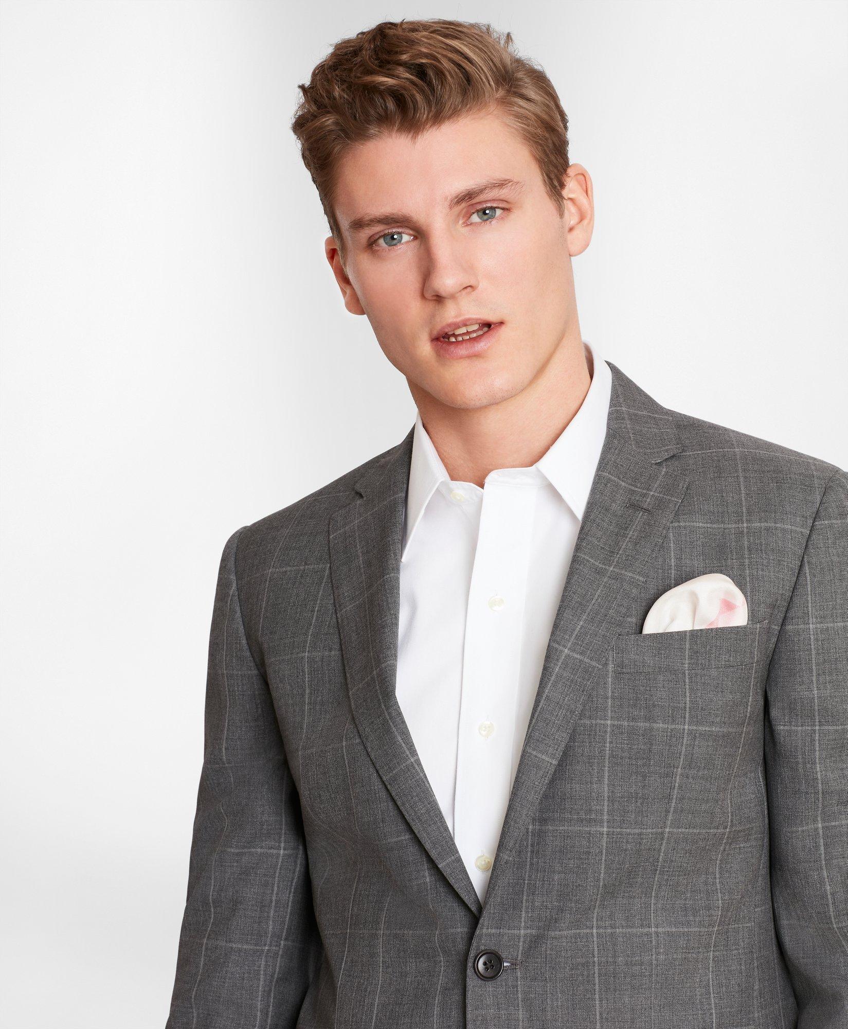 BrooksGate™ Milano-Fit Windowpane Wool Suit Separates