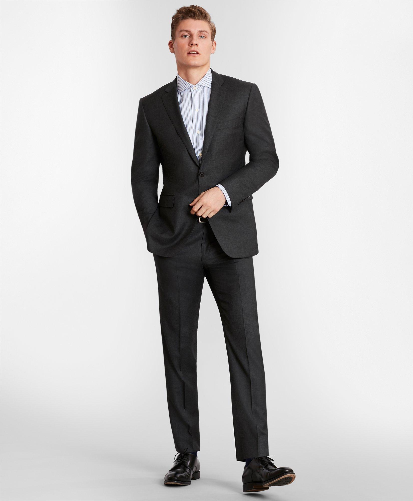 Men's Dark Charcoal Twill Slim Fit Suit Pants