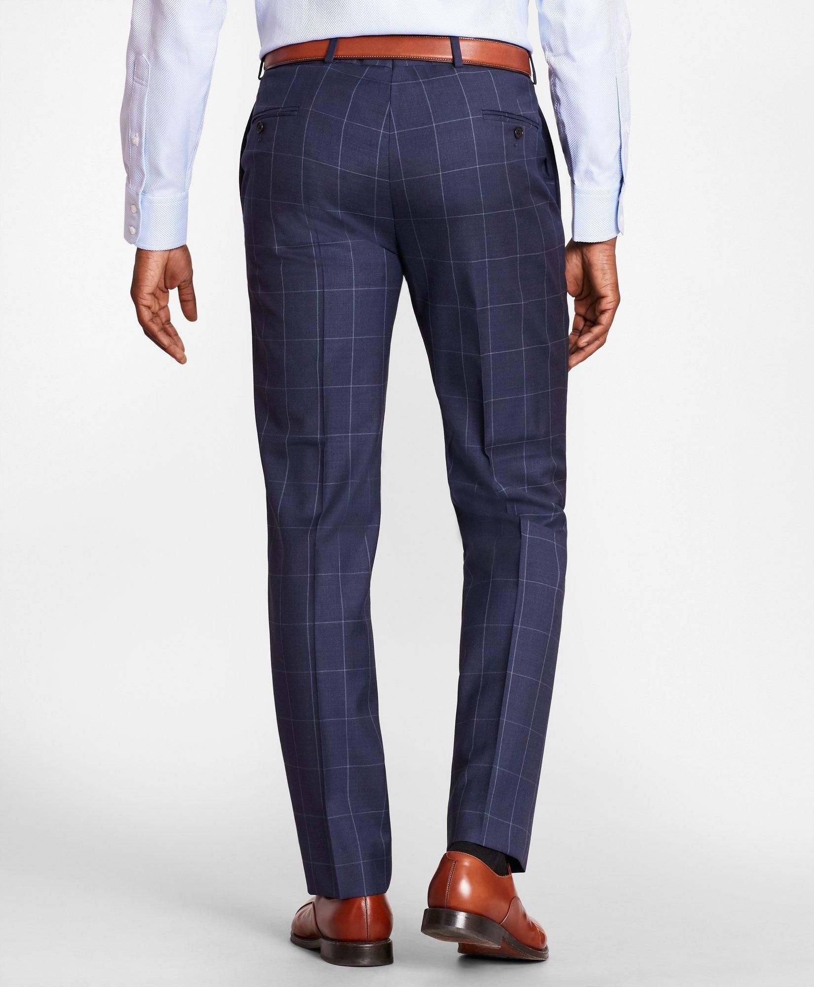 Brooks Brothers Regent-Fit Windowpane Wool Twill Suit Pants