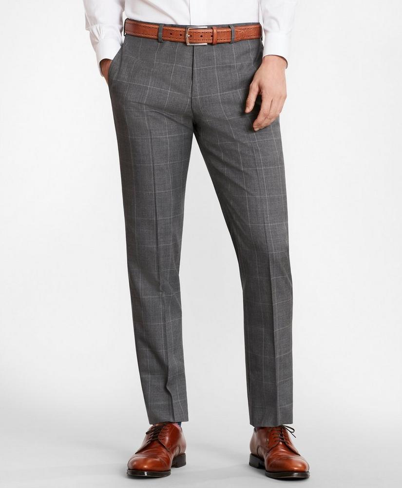 BrooksGate™ Milano-Fit Windowpane Wool Suit Pants, image 1
