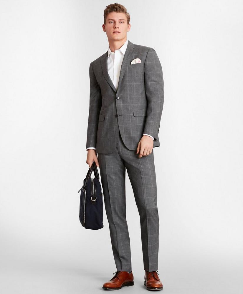BrooksGate™ Milano-Fit Windowpane Wool Suit Pants, image 2