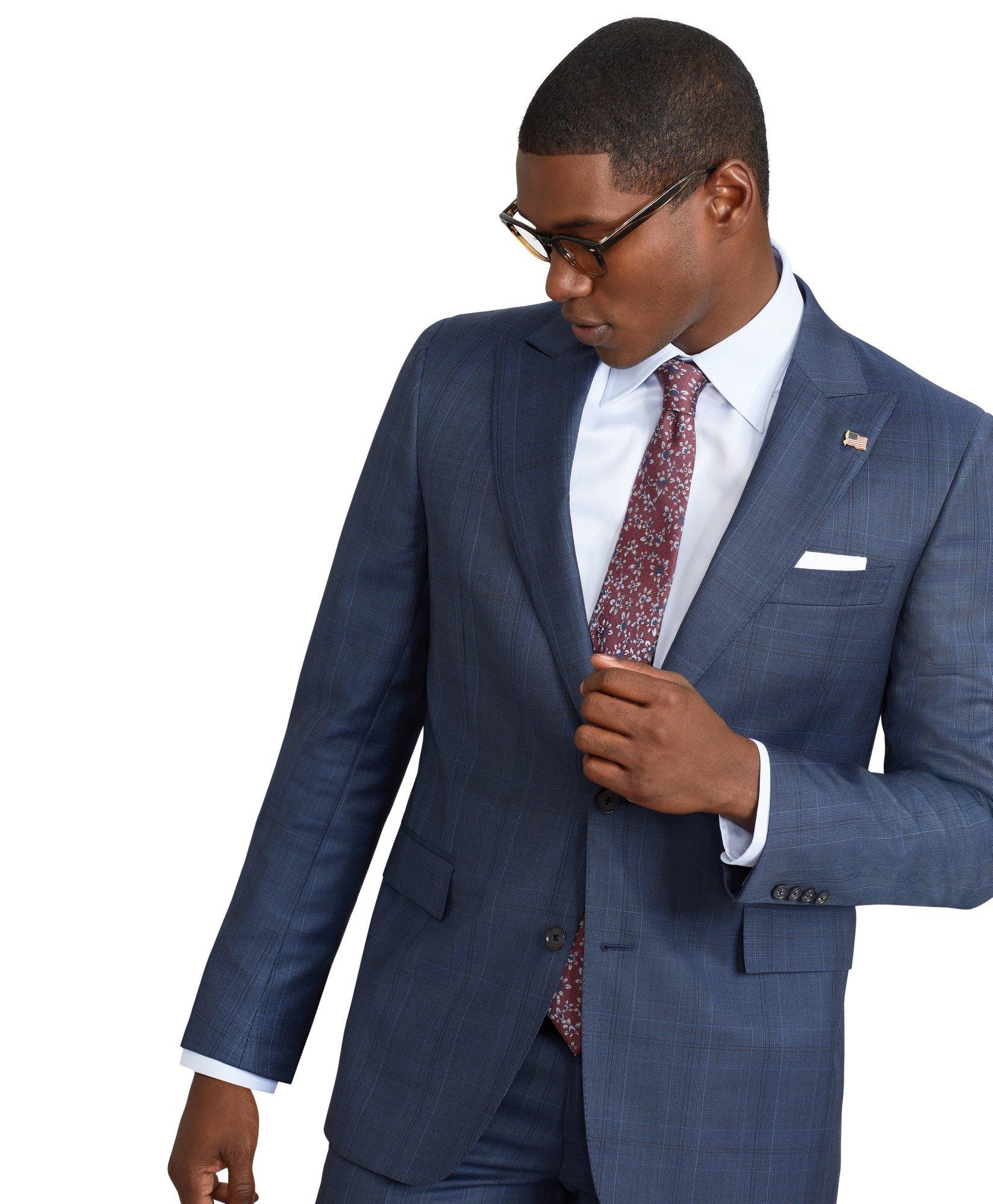 Regent Fit Three Button Plaid 1818 Suit 