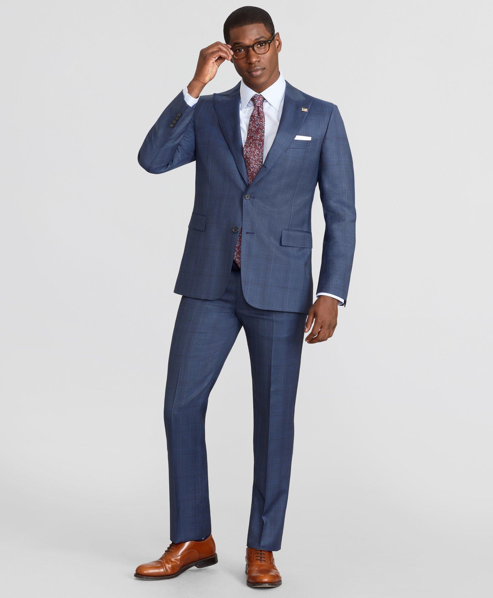 Madison Fit Three Button Plaid 1818 Suit 